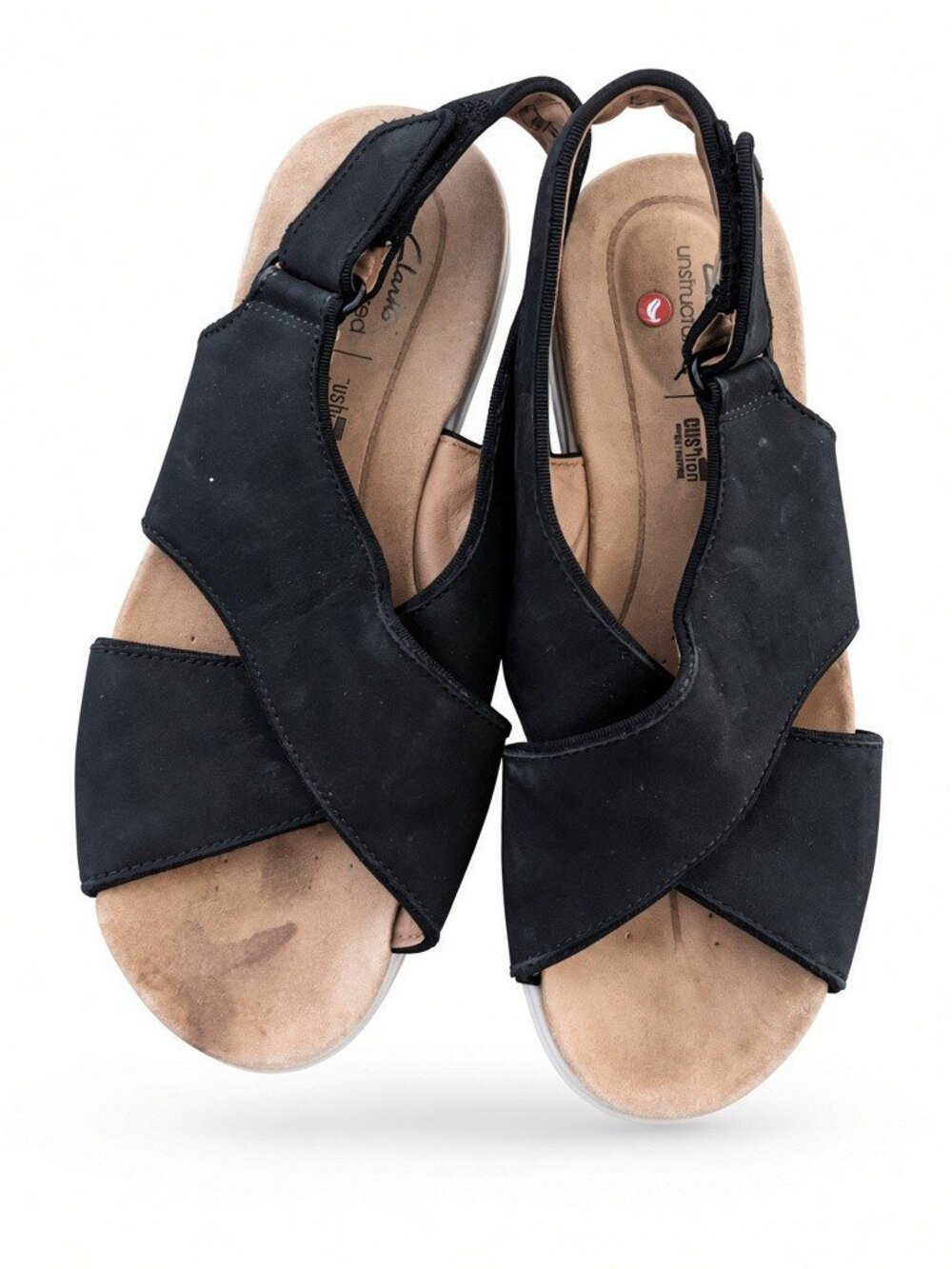 Clarks Unstructured Black Cross-Strap Slingback Sandals Size 7 / EU 37